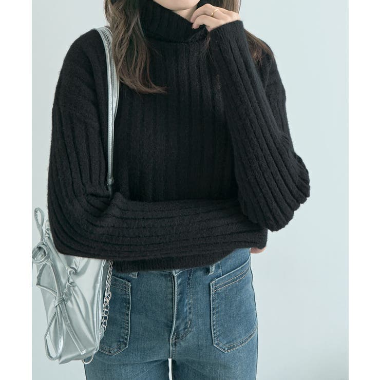 クロップド丈タートルネックリブニット カットソー ニット | kirakiraShop  | 詳細画像11 