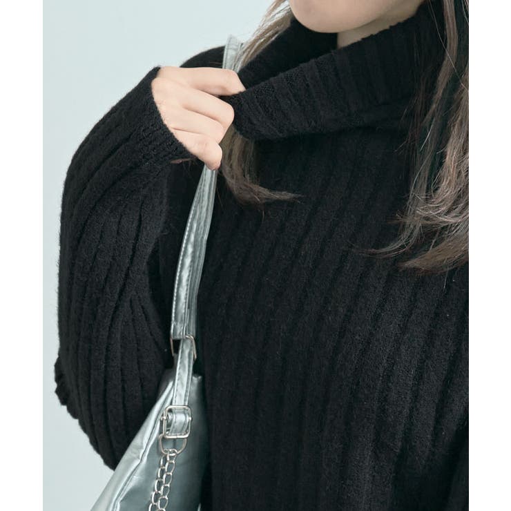 クロップド丈タートルネックリブニット カットソー ニット | kirakiraShop  | 詳細画像12 