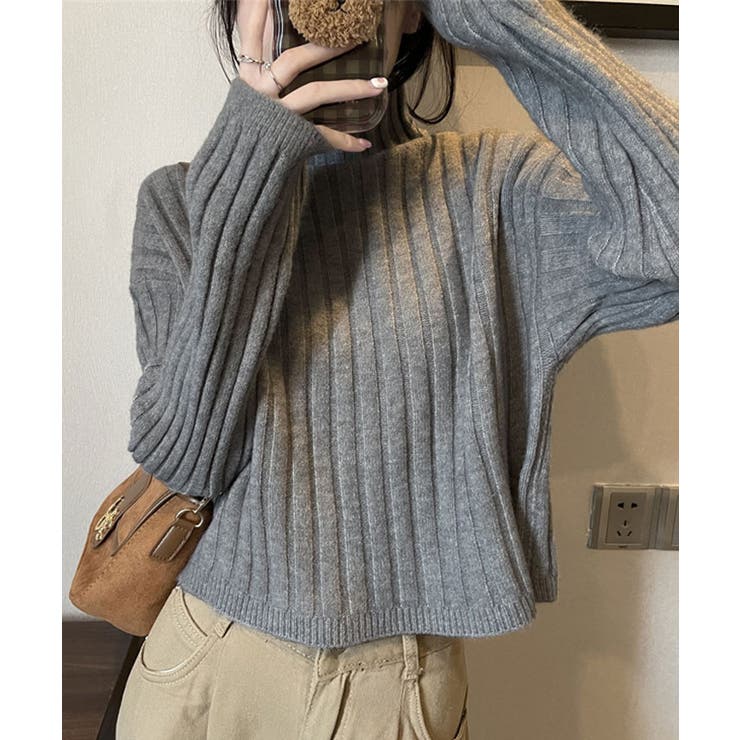 クロップド丈タートルネックリブニット カットソー ニット | kirakiraShop  | 詳細画像30 