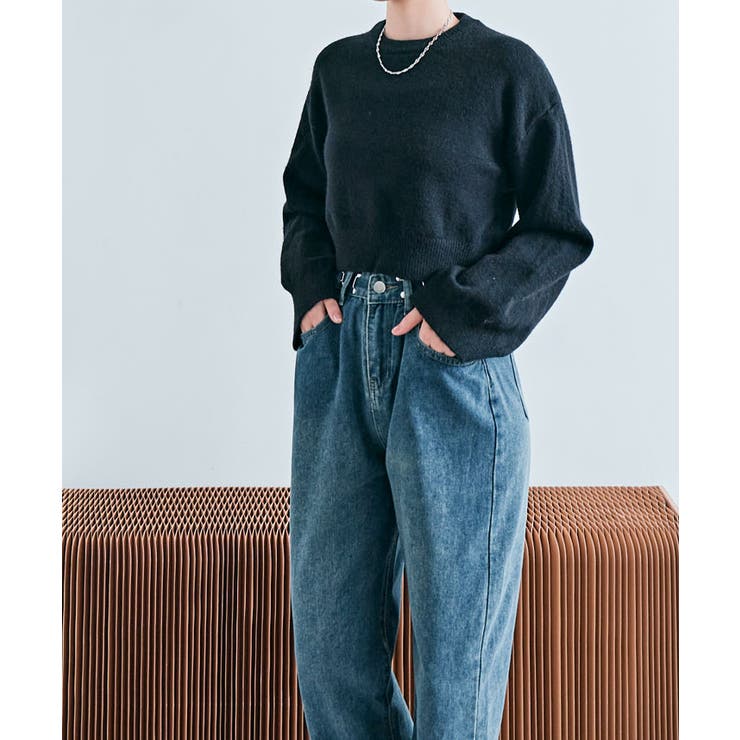 長袖クルーネックショート丈ニット トップス ニット | kirakiraShop  | 詳細画像11 