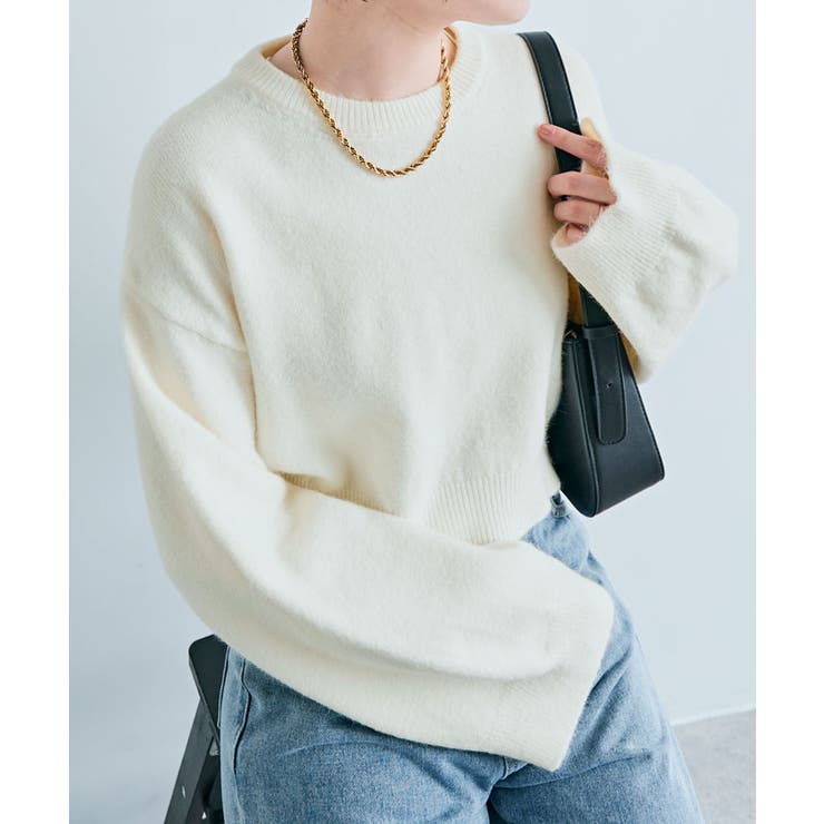 長袖クルーネックショート丈ニット トップス ニット | kirakiraShop  | 詳細画像14 