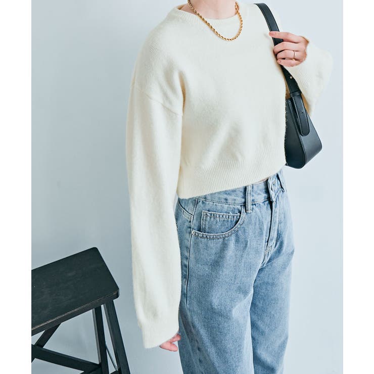 長袖クルーネックショート丈ニット トップス ニット | kirakiraShop  | 詳細画像15 