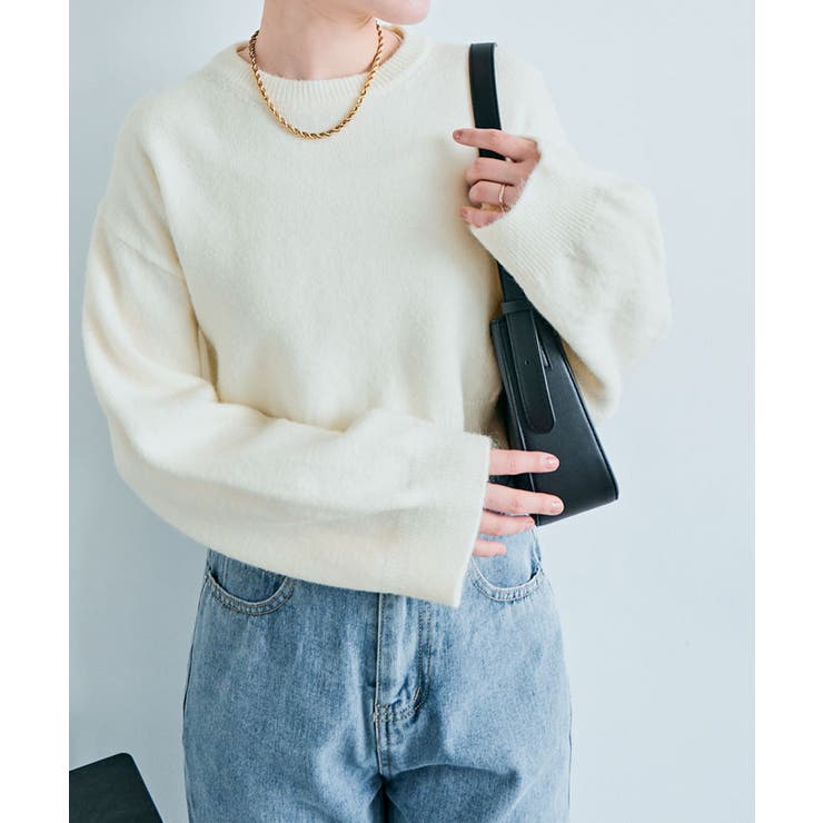 長袖クルーネックショート丈ニット トップス ニット | kirakiraShop  | 詳細画像19 