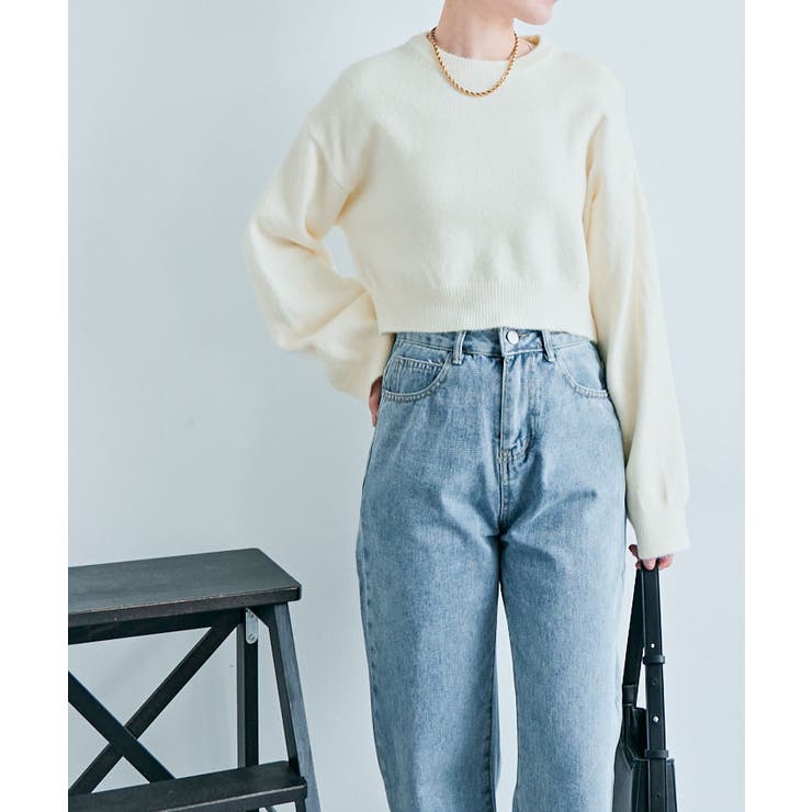 長袖クルーネックショート丈ニット トップス ニット | kirakiraShop  | 詳細画像20 