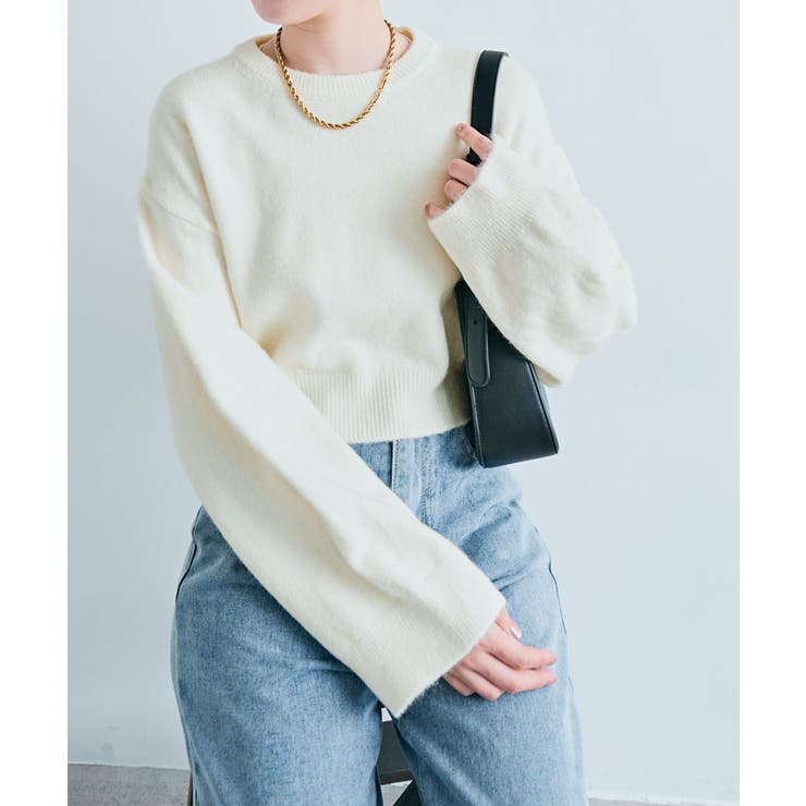 長袖クルーネックショート丈ニット トップス ニット | kirakiraShop  | 詳細画像22 