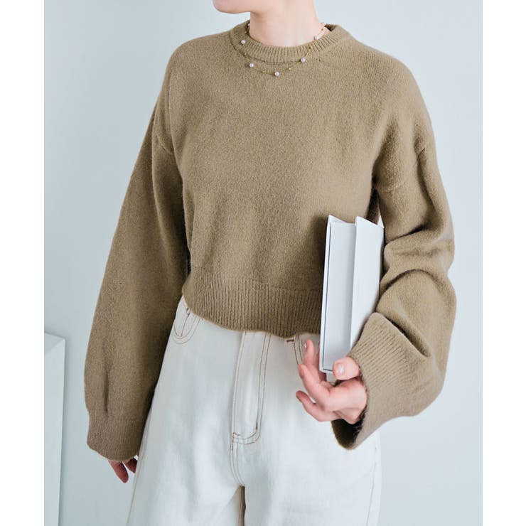 長袖クルーネックショート丈ニット トップス ニット | kirakiraShop  | 詳細画像26 