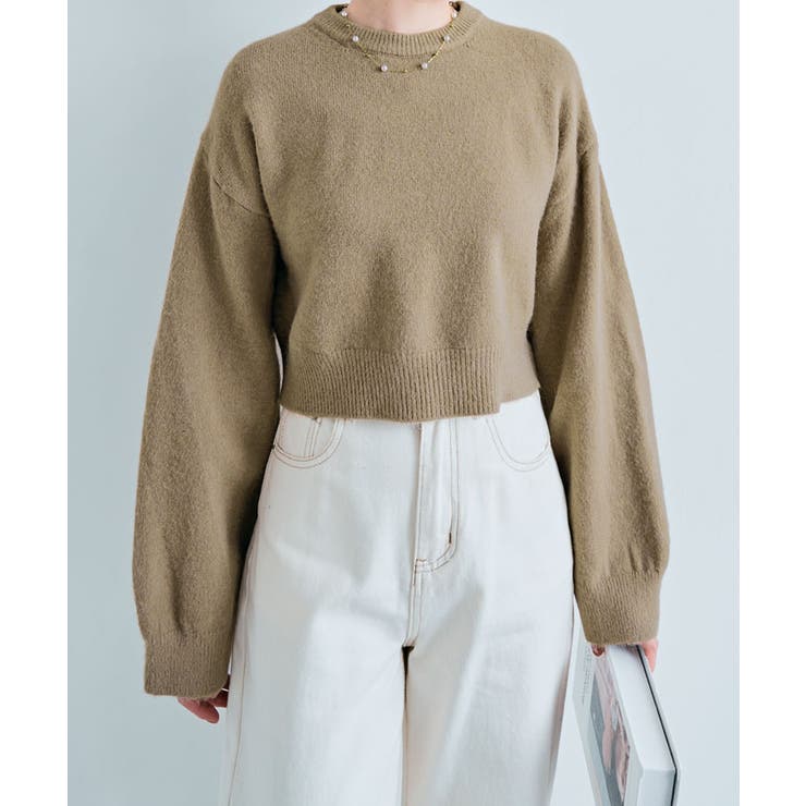 長袖クルーネックショート丈ニット トップス ニット | kirakiraShop  | 詳細画像28 