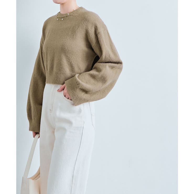 長袖クルーネックショート丈ニット トップス ニット | kirakiraShop  | 詳細画像29 