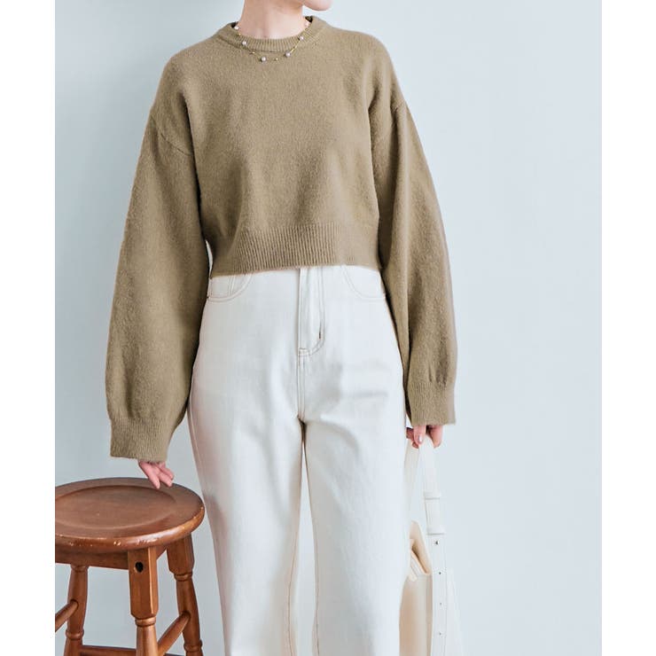 長袖クルーネックショート丈ニット トップス ニット | kirakiraShop  | 詳細画像31 