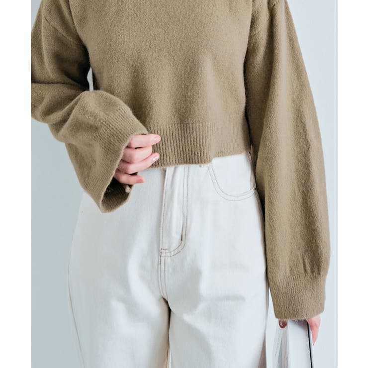 長袖クルーネックショート丈ニット トップス ニット | kirakiraShop  | 詳細画像32 