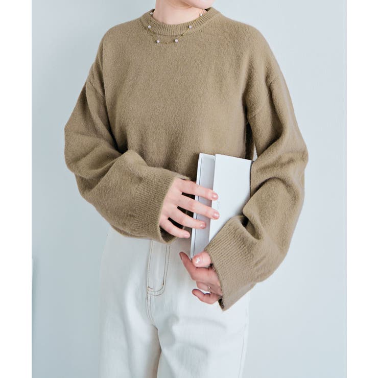 長袖クルーネックショート丈ニット トップス ニット | kirakiraShop  | 詳細画像33 