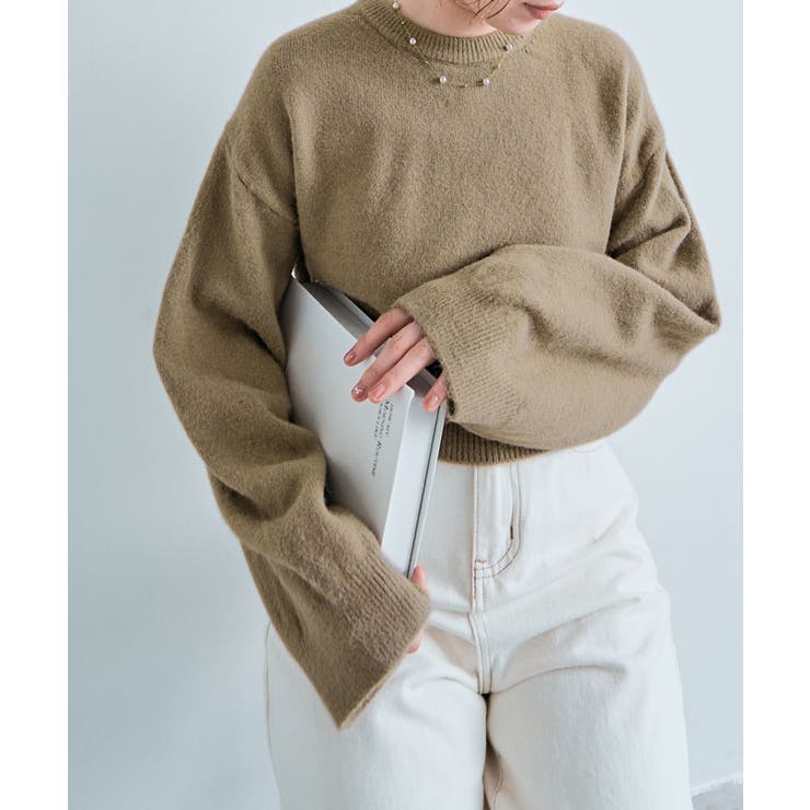 長袖クルーネックショート丈ニット トップス ニット | kirakiraShop  | 詳細画像36 