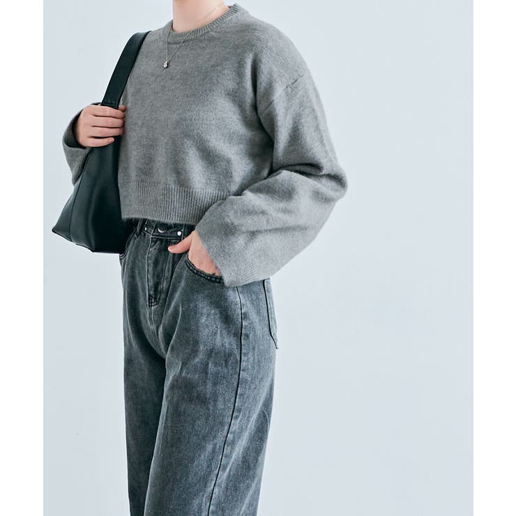 長袖クルーネックショート丈ニット トップス ニット | kirakiraShop  | 詳細画像39 