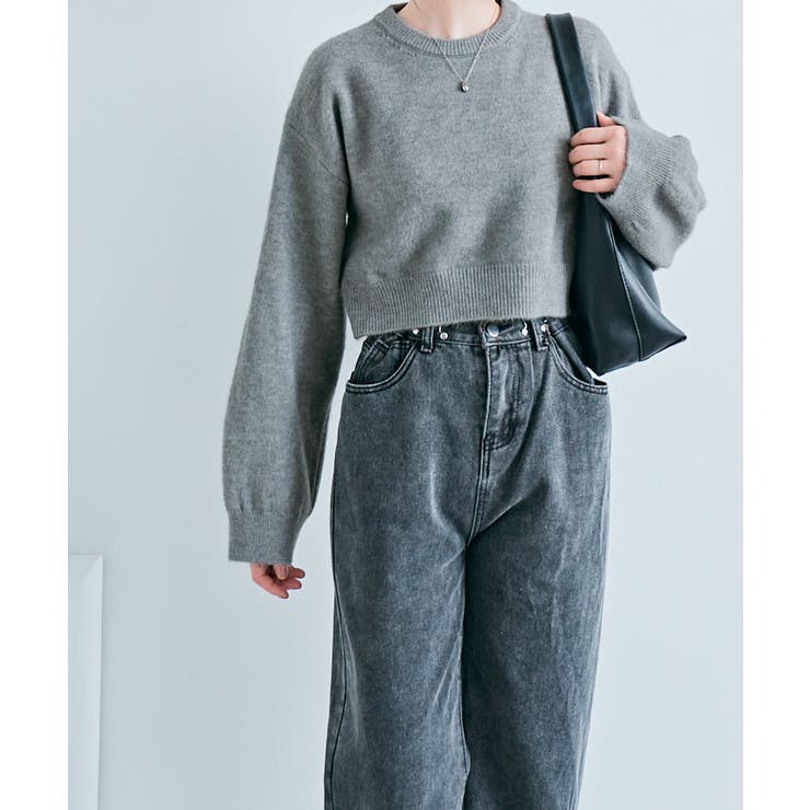 長袖クルーネックショート丈ニット トップス ニット | kirakiraShop  | 詳細画像41 