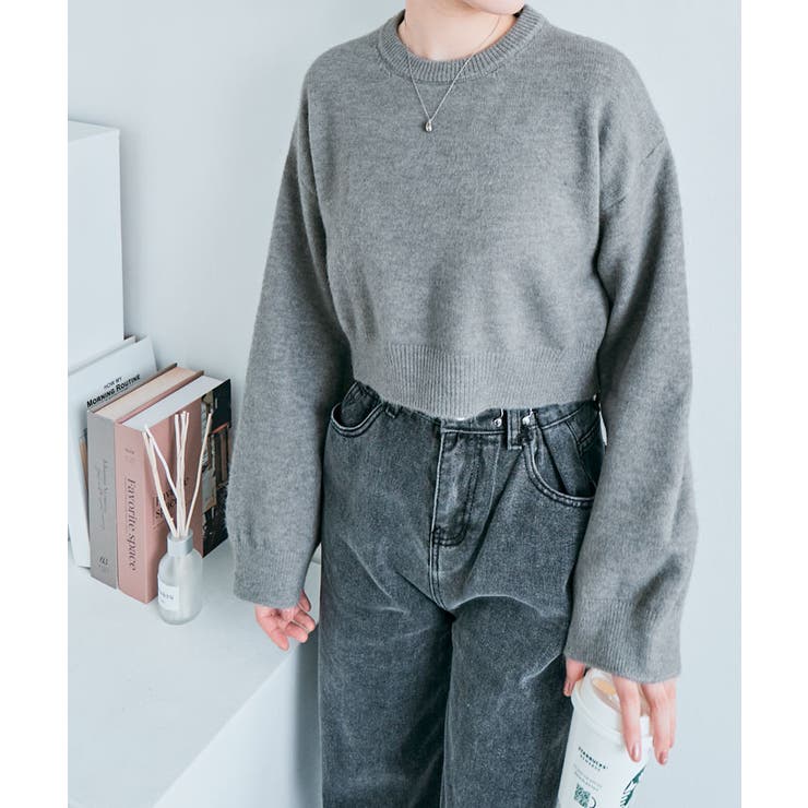 長袖クルーネックショート丈ニット トップス ニット | kirakiraShop  | 詳細画像44 
