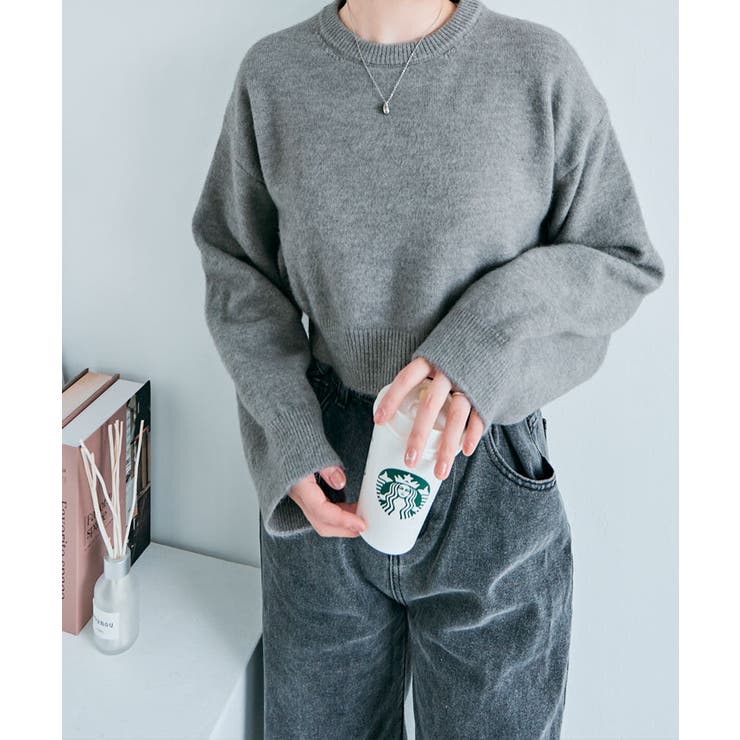 長袖クルーネックショート丈ニット トップス ニット | kirakiraShop  | 詳細画像46 