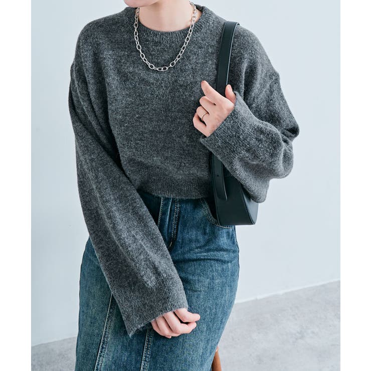 長袖クルーネックショート丈ニット トップス ニット | kirakiraShop  | 詳細画像50 