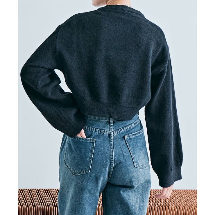 長袖クルーネックショート丈ニット トップス ニット | kirakiraShop  | 詳細画像6 