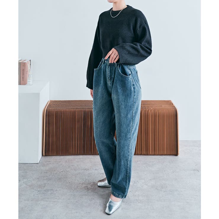 長袖クルーネックショート丈ニット トップス ニット | kirakiraShop  | 詳細画像8 