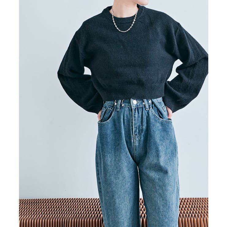 長袖クルーネックショート丈ニット トップス ニット | kirakiraShop  | 詳細画像9 