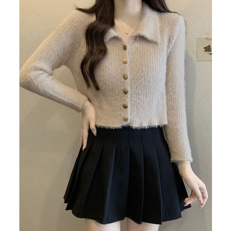 ベージュ | ゴールドボタンニットカーディガン トップス カーディガン | kirakiraShop 