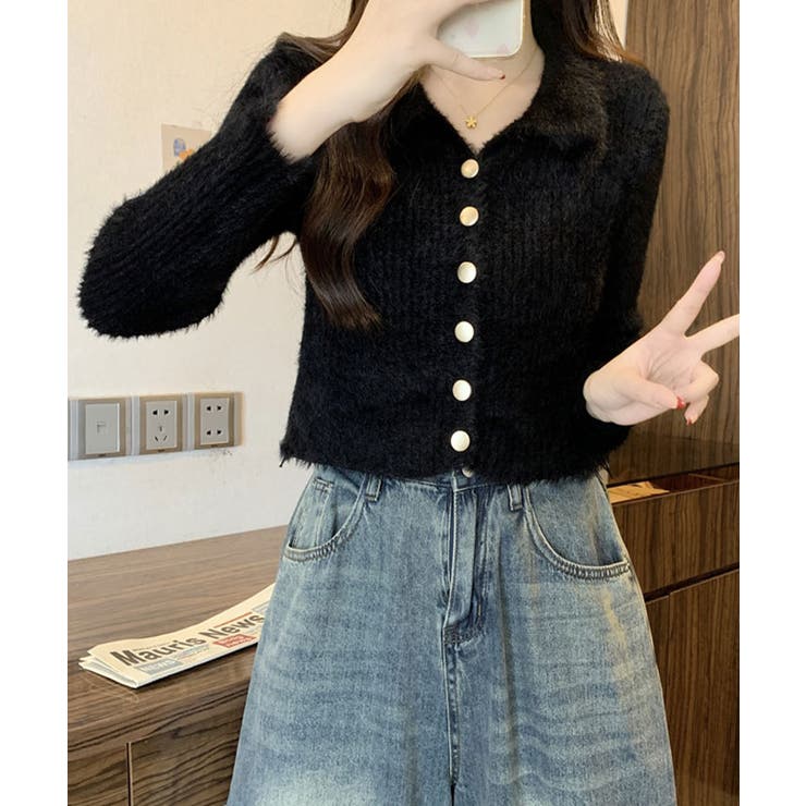 ゴールドボタンニットカーディガン トップス カーディガン | kirakiraShop  | 詳細画像5 