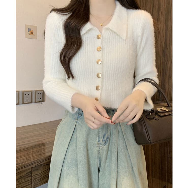 ゴールドボタンニットカーディガン トップス カーディガン | kirakiraShop  | 詳細画像6 