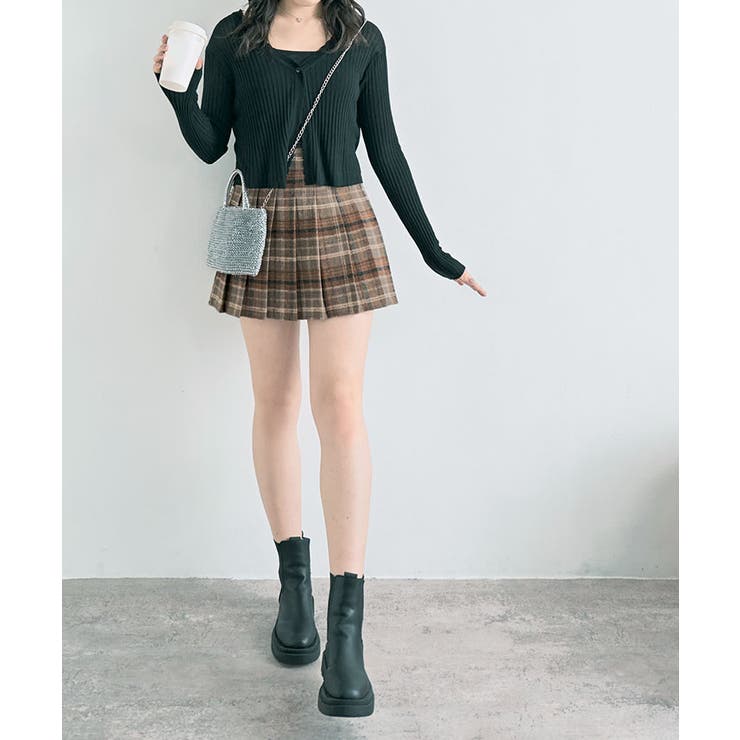 チェック柄プリーツスカート チェック柄プリーツミニスカート 3サイズ ボトムス[品番