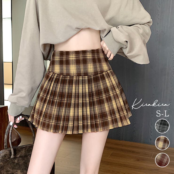 チェック柄プリーツフレアミニスカート 3サイズ ボトムス | kirakiraShop  | 詳細画像1 