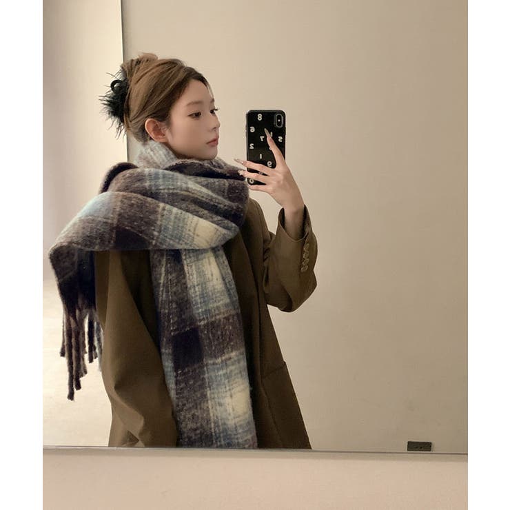 チェック柄モヘアライクマフラー マフラー モヘアライク | kirakiraShop  | 詳細画像7 