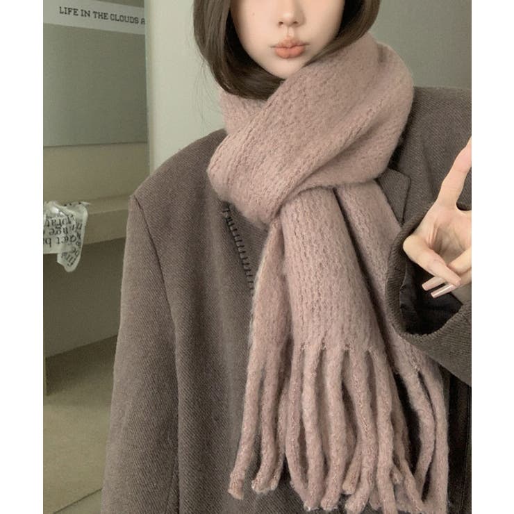 モヘアライクフリンジマフラー マフラー フリンジ[品番：IK000008267