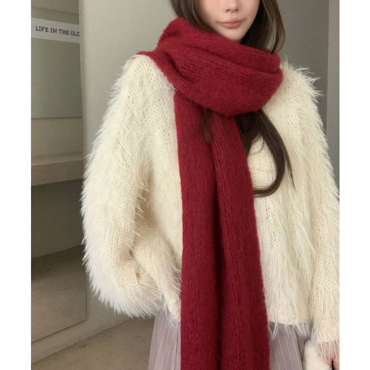 モヘアライクフリンジマフラー マフラー フリンジ[品番：IK000008267