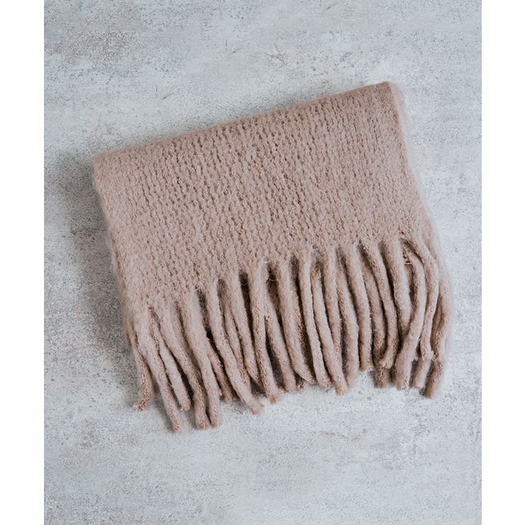 クリーム色 モヘア混紡マフラー フリンジ付き セール】ボリュームフリンジマフラー（マフラー）｜LOVETOXIC