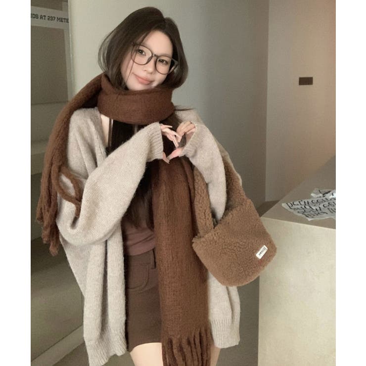 モヘアライクフリンジマフラー マフラー フリンジ[品番：IK000008267