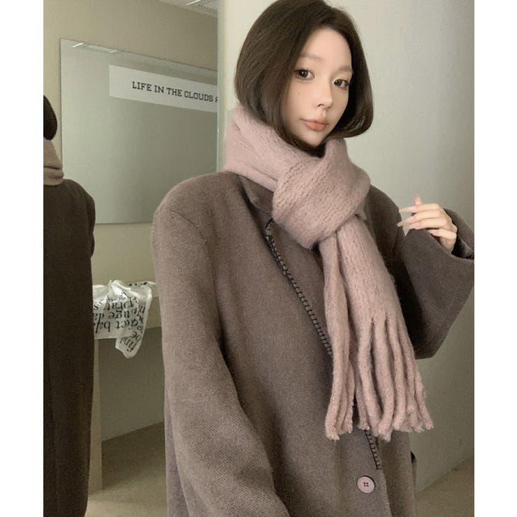 モヘアライクフリンジマフラー マフラー フリンジ[品番：IK000008267