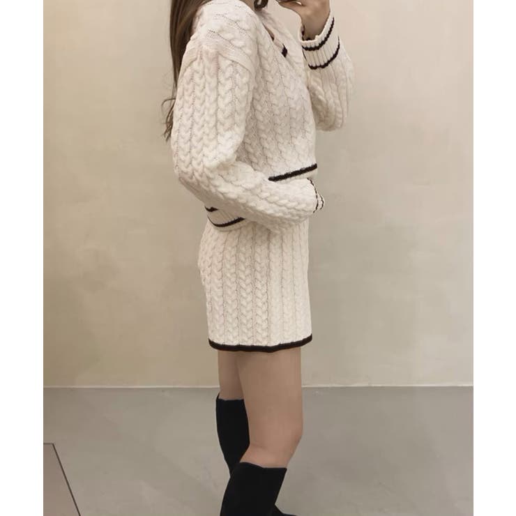 Vネックラインニット＋ニットショートパンツセットアップ セットアップ トップス | kirakiraShop  | 詳細画像12 