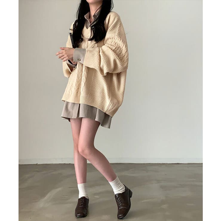 Vネックオーバーサイズニット トップス Vネック | kirakiraShop  | 詳細画像3 