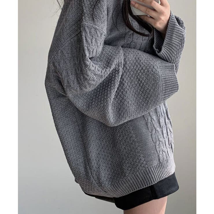 Vネックオーバーサイズニット トップス Vネック | kirakiraShop  | 詳細画像23 