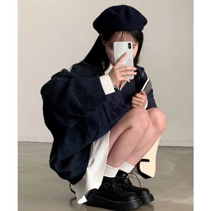 Vネックオーバーサイズニット トップス Vネック | kirakiraShop  | 詳細画像29 