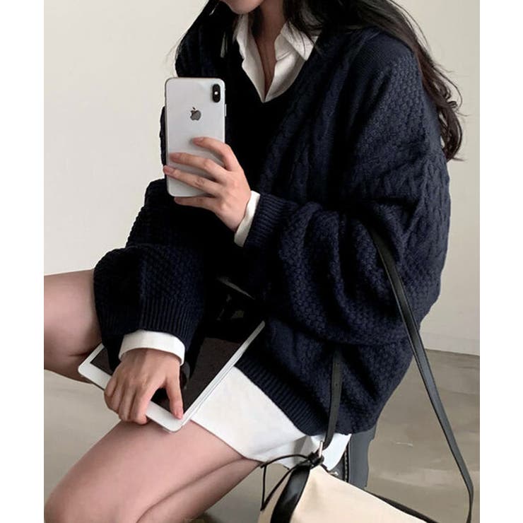 Vネックオーバーサイズニット トップス Vネック | kirakiraShop  | 詳細画像35 