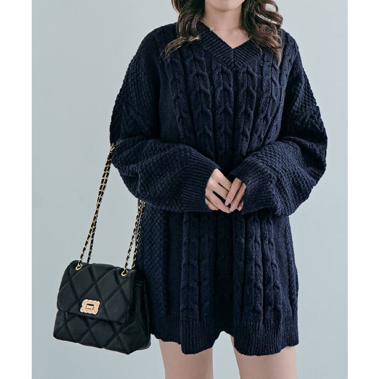 Vネックオーバーサイズニット トップス Vネック | kirakiraShop  | 詳細画像42 