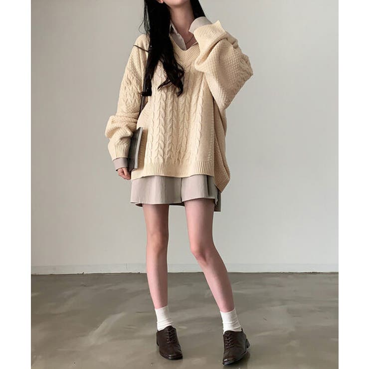 Vネックオーバーサイズニット トップス Vネック | kirakiraShop  | 詳細画像7 