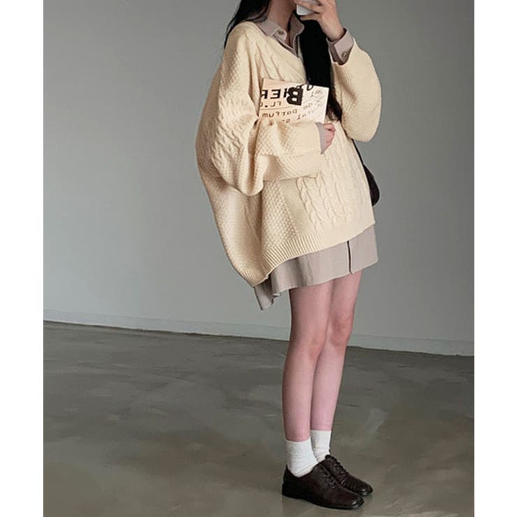 Vネックオーバーサイズニット トップス Vネック | kirakiraShop  | 詳細画像8 
