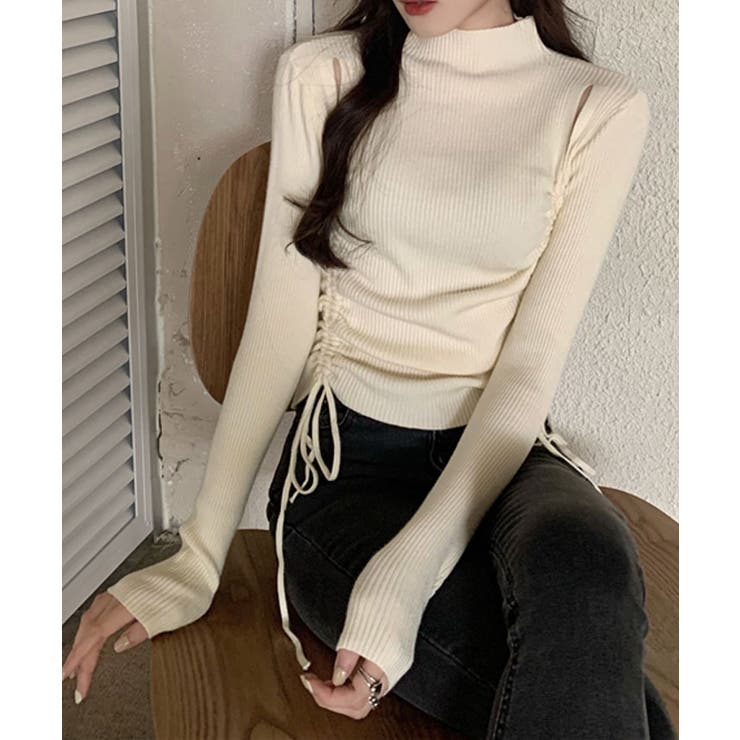 ショルダースリットギャザーリブ長袖トップス トップス 長袖 | kirakiraShop  | 詳細画像13 