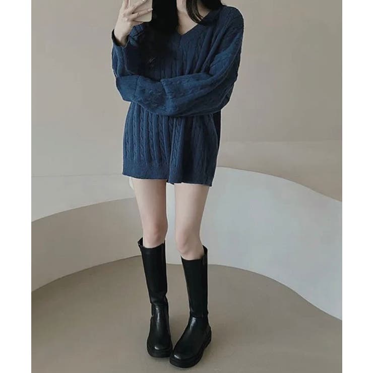 Vネックオーバーサイズニット トップス Vネック | kirakiraShop  | 詳細画像15 