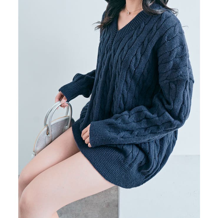 Vネックオーバーサイズニット トップス Vネック | kirakiraShop  | 詳細画像21 