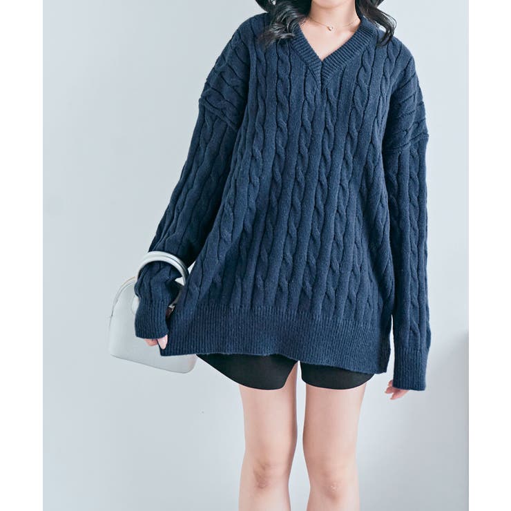 Vネックオーバーサイズニット トップス Vネック | kirakiraShop  | 詳細画像28 