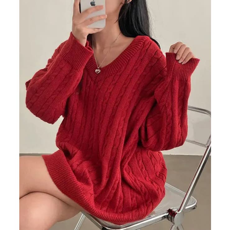 Vネックオーバーサイズニット トップス Vネック | kirakiraShop  | 詳細画像38 