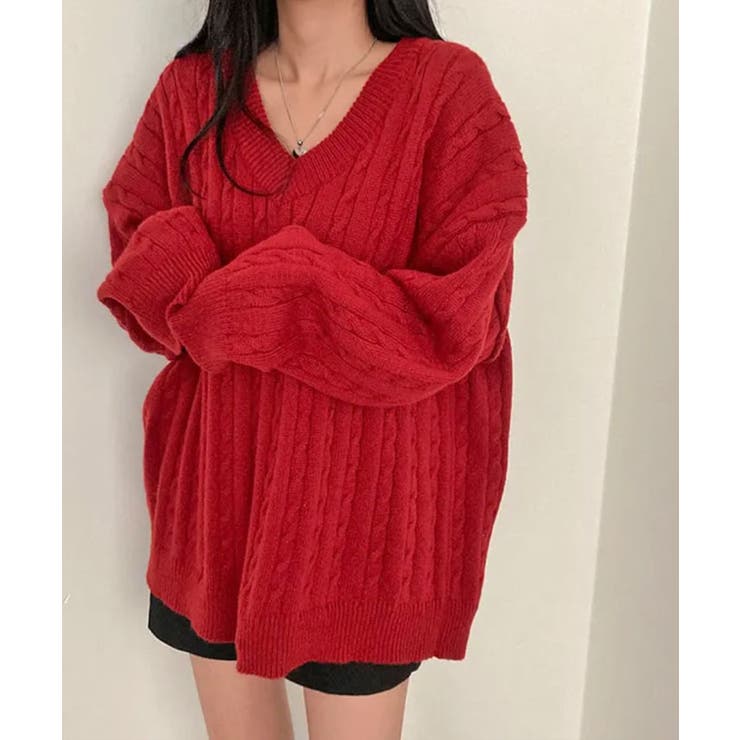 Vネックオーバーサイズニット トップス Vネック | kirakiraShop  | 詳細画像43 