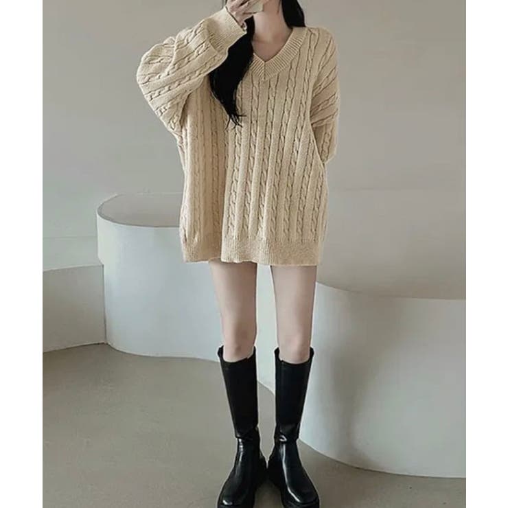 Vネックオーバーサイズニット トップス Vネック | kirakiraShop  | 詳細画像6 